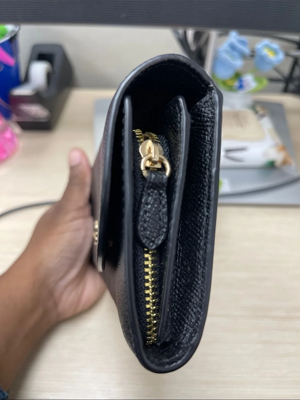 Coach Crossgrain Women’s Leather Slim Envelope Wallet Black NWOT